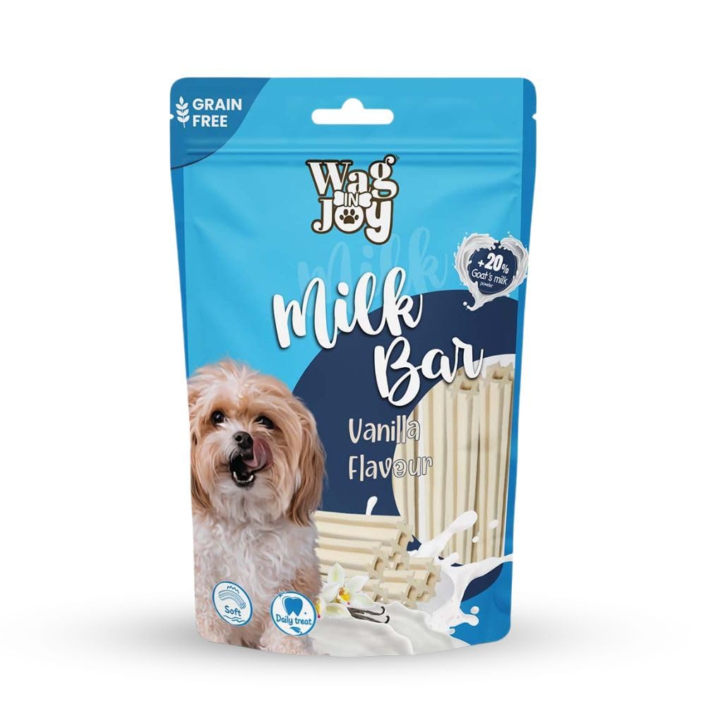 Goats Milk Bar Grain Free Vanilla Flavour Soft Daily Vegetarian Dog Treat For Healthy Teeth For Dogs Large Stick Size Pack Of 150gms
