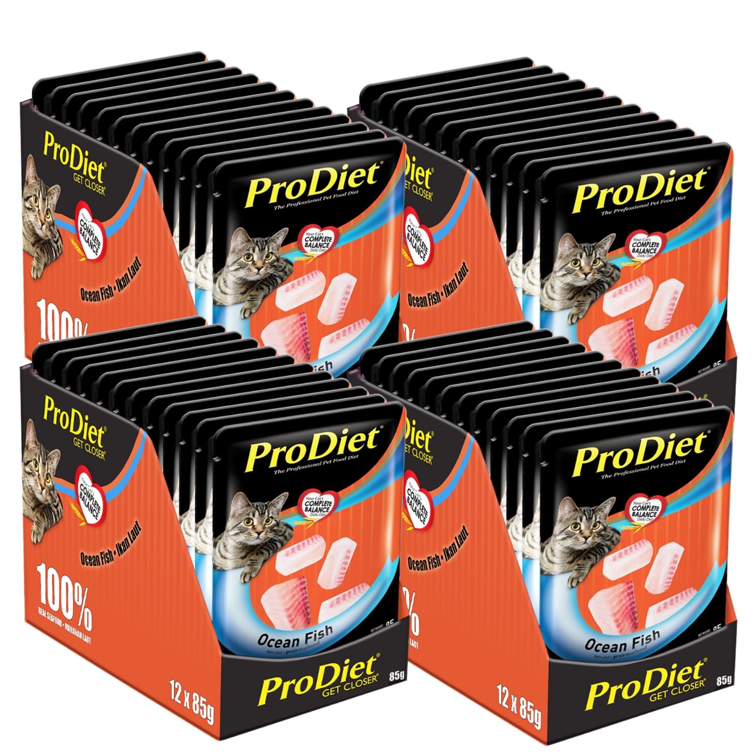 Prodiet Cat Wet Food For Adult 1 Years Ocean Fish Flavour For Healthy Skin And Muscle Development 48 Pouches 48 X 85g Affordable Pack