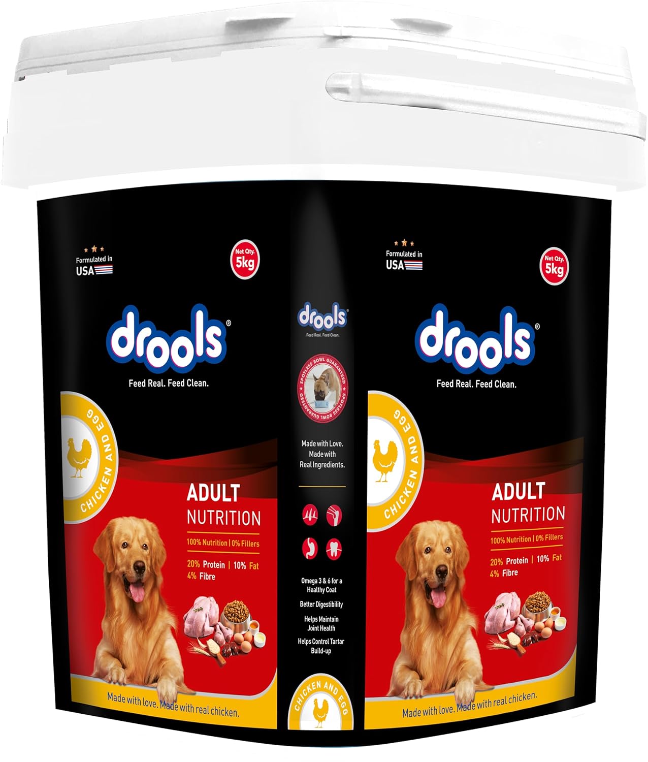 Drools Adult Dry Dog Food 5kg Chicken Egg Flavour Omega 3 6 For Growth Better Digestibility Supports Joint Health Helps Control Tartar Buildup
