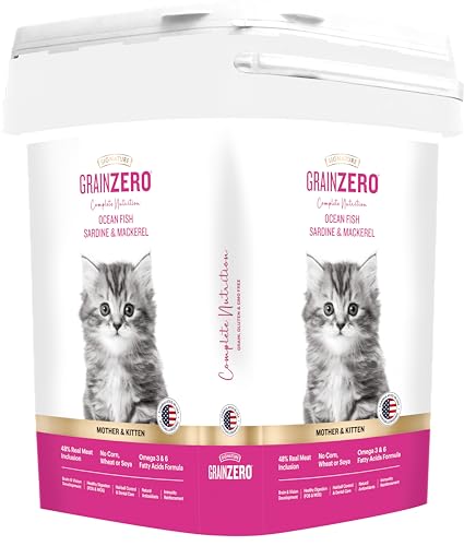 Grain Zero Kitten Dry Cat Food 7kg | Ocean Fish, Sardine & Mackerel |DHA for Brain Development, 48% Fresh Meat Inclusion | Promotes Healthy Skin & Coat | for Kitten & Mother |Free Container