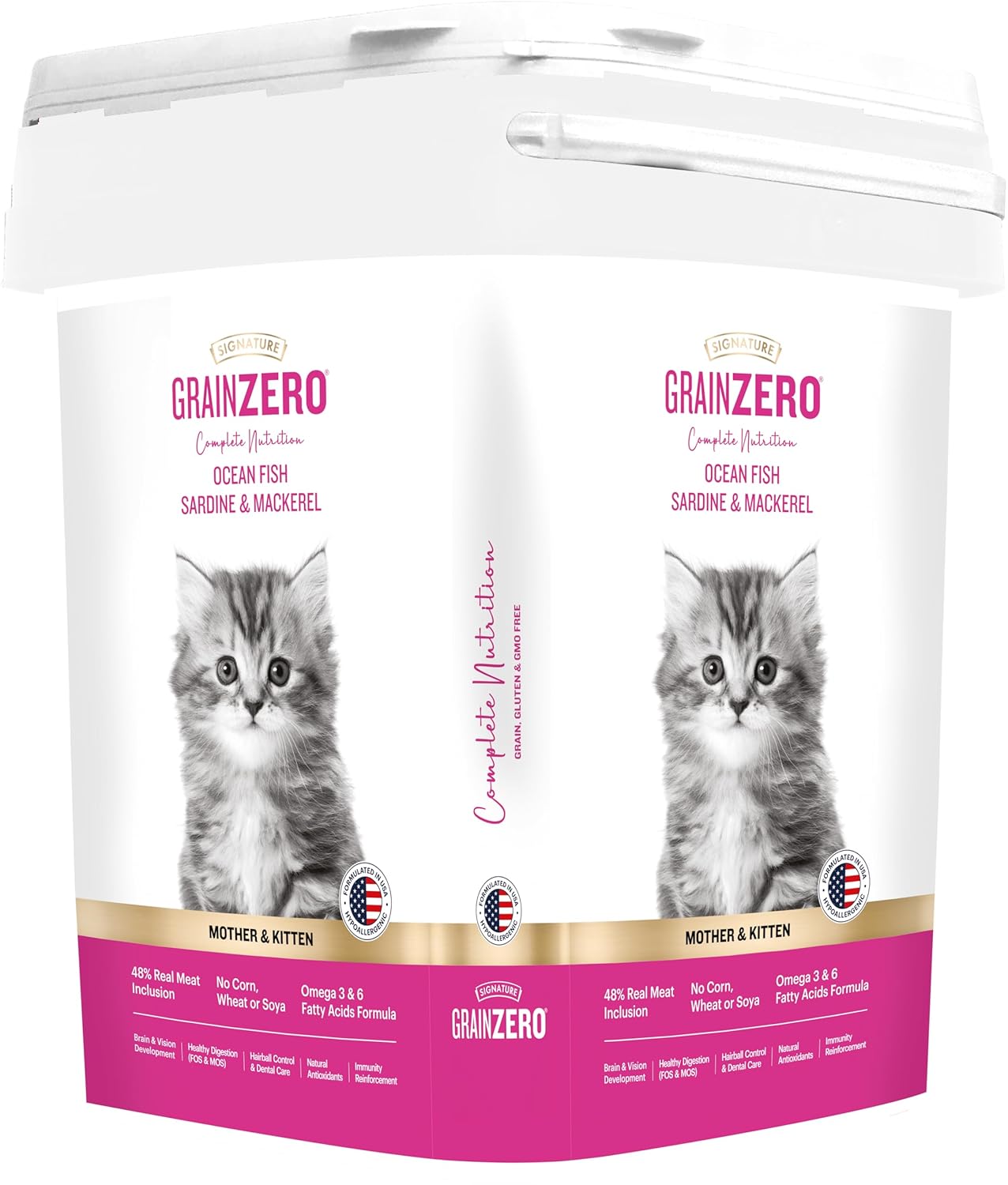 Grain Zero Kitten Dry Cat Food 7kg Ocean Fish Sardine Mackerel Dha For Brain Development 48 Fresh Meat Inclusion Promotes Healthy Skin Coat For Kitten Mother Free Container