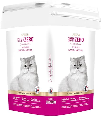 Grain Zero Persian Dry Cat Food 7kg | Ocean Fish, Sardine & Mackerel | 48% Fresh Fish Content | Grain-Free Formula | Controls Hairball Formation | All Life Stages