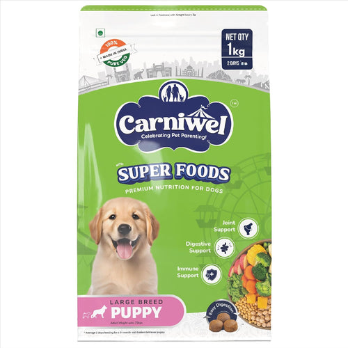 Carniwel Superfoods Puppy Dry Dog Food 1 Kg 100 Vegetarian Fresh Natural Ingredients Highly Palatable Gmo Free Premium Nutrition For Large Dogs