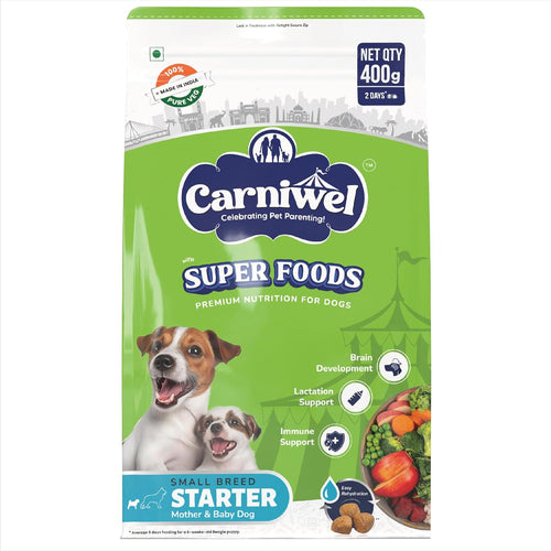 Carniwel Superfoods Starter Dry Dog Food 400gm 100 Vegetarian Fresh Natural Ingredients Highly Palatable Gmo Free Premium Nutrition For Small Dogs