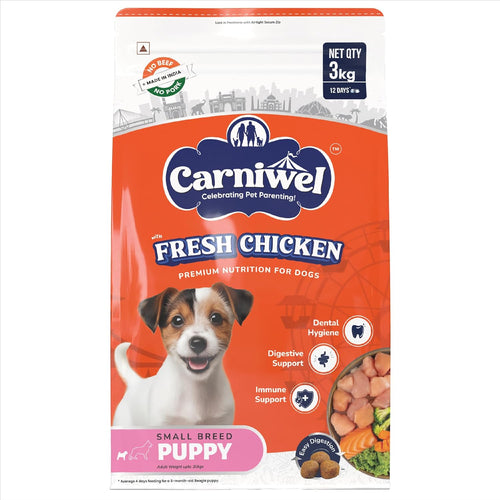 Carniwel Fresh Chicken Puppy Dry Dog Food 3kg Premium Nutrition Natural Ingredients For Healthy Muscle Bone Gmo Free Highly Palatable Boosts Skin Coat Health