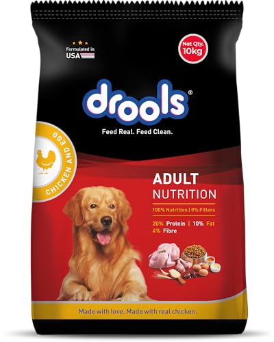 Drools Adult Dry Dog Food 10kg | Chicken & Egg Flavour | Omega 3 & 6 for Healthy Growth | Better Digestibility & Health | Maintains Joint Health | Helps Control Tartar Build Up