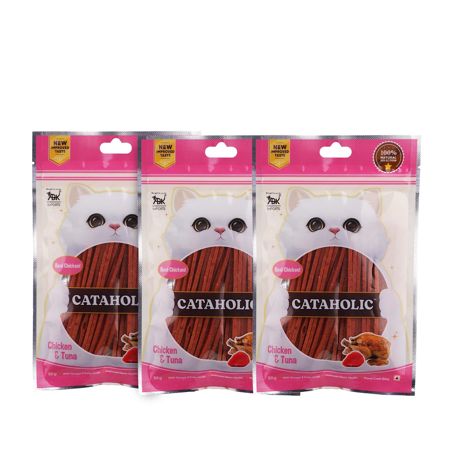 Cataholic Chicken Tuna Sliced Treats For Cats Kittens High Protein Easily Digestible Healthy Snacks Ideal Training Reward Treats For All Breeds 50 Gm Each Pack Of 3