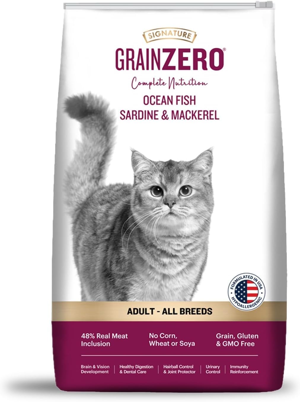 Grain Zero Adult Dry Cat Food 3kg Ocean Fish Sardine Mackerel 48 Fresh Fish Inclusion No Grain Formula Gluten Free Promotes Healthy Skin Coat All Breeds