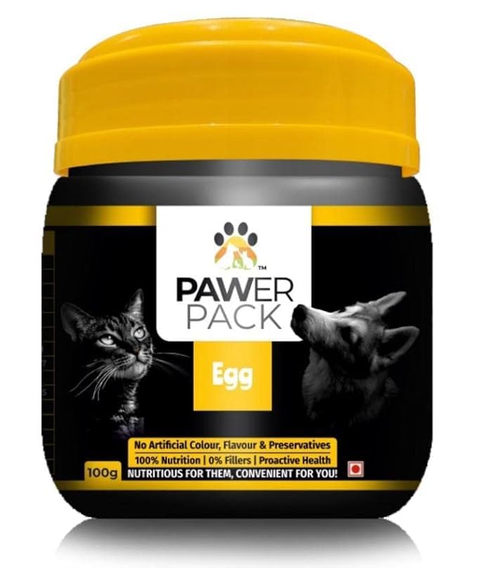 Pawerpack Protein Calcium Multivitamins And Omega 3 6 9 Supplement For Cats Dogs 100g Egg