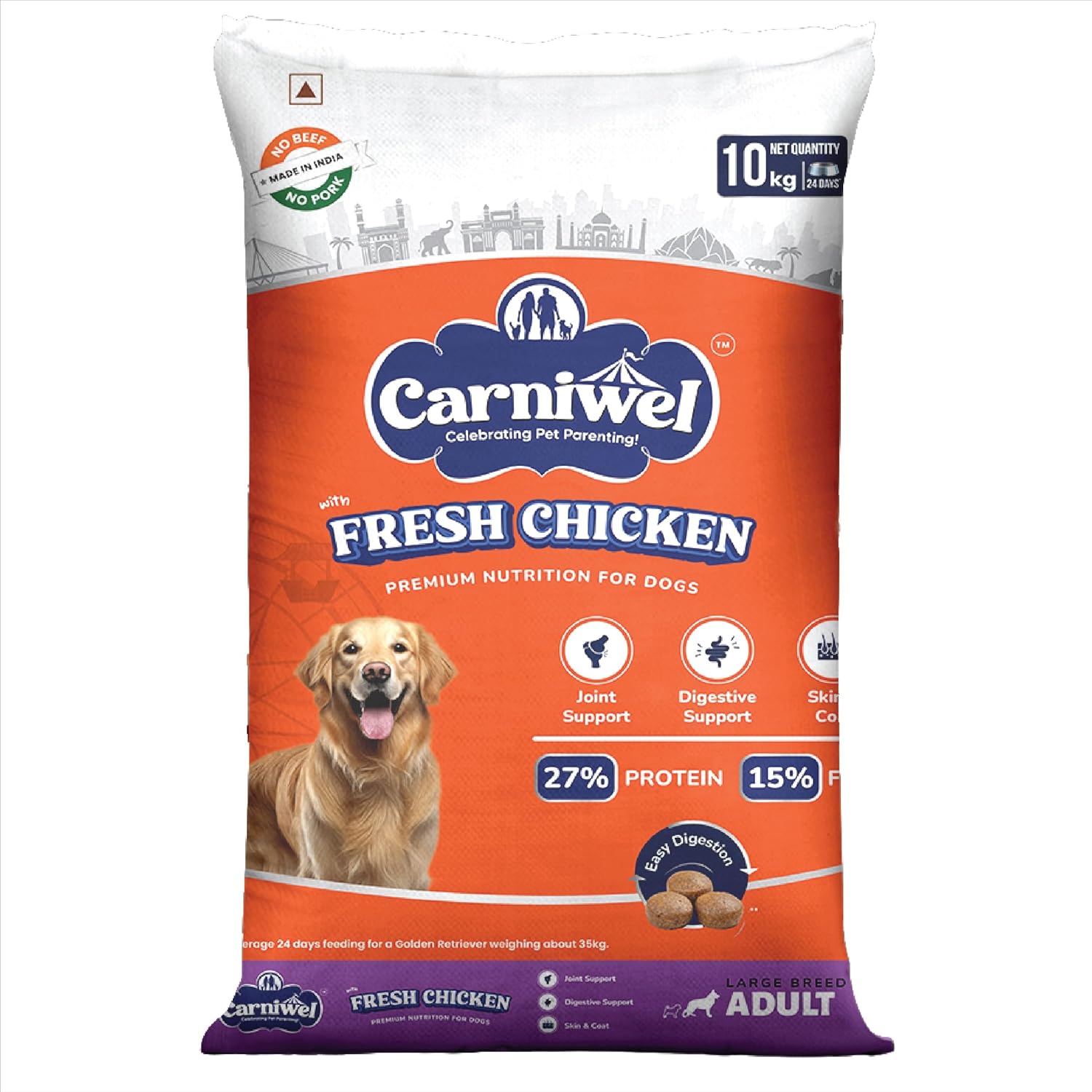 Product Summary Carniwel Fresh Chicken Adult Dry Dog Food 10 Kg Natural Ingredients For Optimal Skin Coat Health Highly Palatable Supports Joint Health Tailored Premium Nutrition For Large Dogs