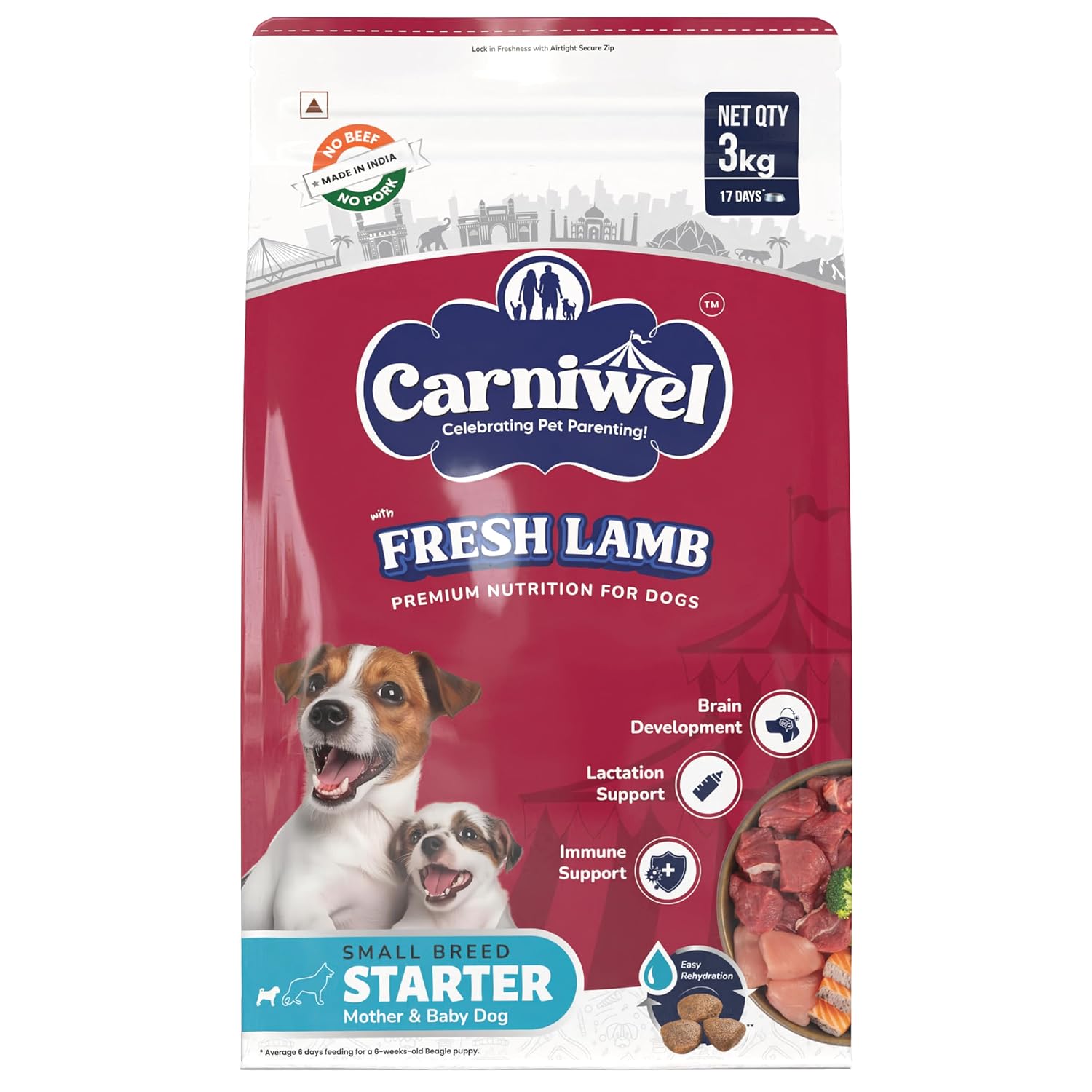 Product Summary Carniwel Fresh Lamb Starter Dry Dog Food 3 Kg Natural Ingredients For Easy Weaning Gmo Free Highly Palatable Immune Lactation Support Premium Nutrition Tailored For Small Dogs
