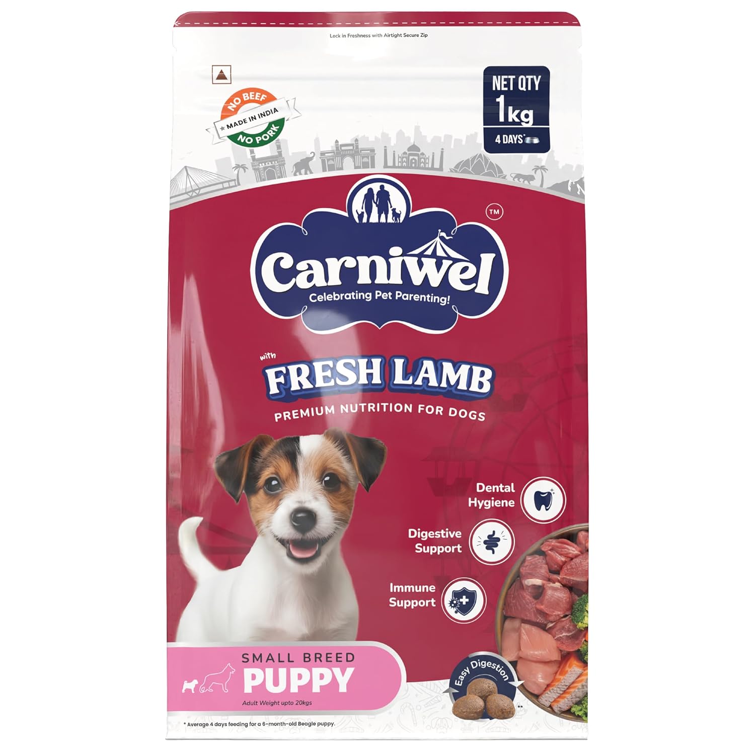 Product Summary Carniwel Fresh Lamb Puppy Dry Dog Food 1 Kg Natural Ingredients For Healthy Muscle Bone Highly Palatable Boosts Skin Coat Health Premium Nutrition Tailored For Small Dogs