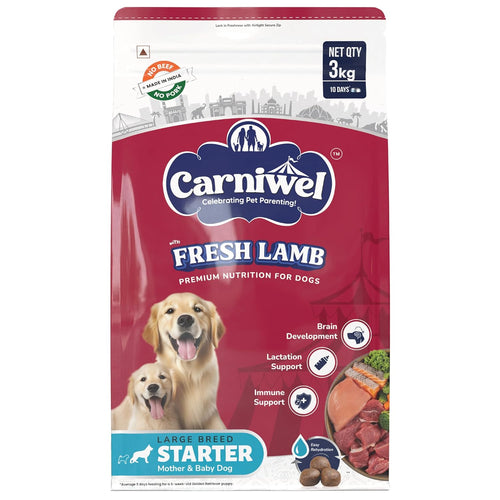 Carniwel Fresh Lamb Starter Dry Dog Food 3 Kg Natural Ingredients For Easy Weaning Gmo Free Highly Palatable Immune Lactation Support Premium Tailored Nutrition For Large Dog