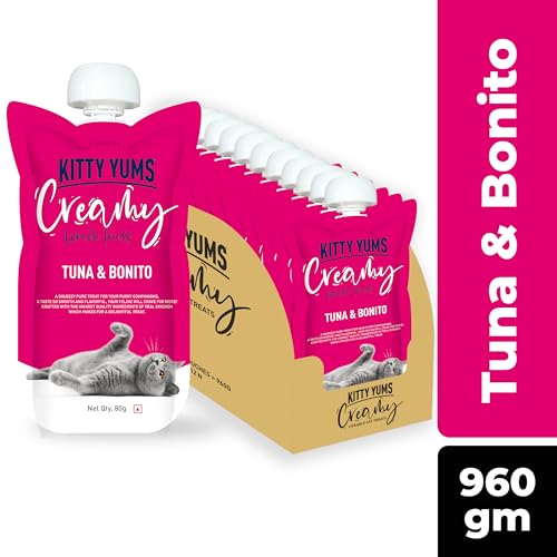 Kitty Yums Creamy Tuna & Bonito Cat Treat (80g x12),960g Pack of 12