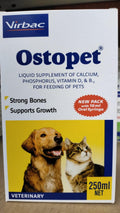 Virbac Ostopet 250ml Liquid Supplement Aiding Bone Health And Growth For Pets Pack Of 2
