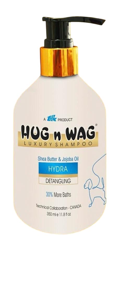 Hug N Wag Luxury Shampoo Hydra For Dogs Shea Butter Jojoba Oil Detangling Benefits 30 More Baths 350ml