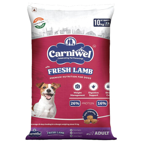 Carniwel Fresh Lamb Adult Dry Dog Food 10kg Natural Ingredients For Optimal Skin Coat Health Highly Palatable Tailored Premium Nutrition For Small Dogs
