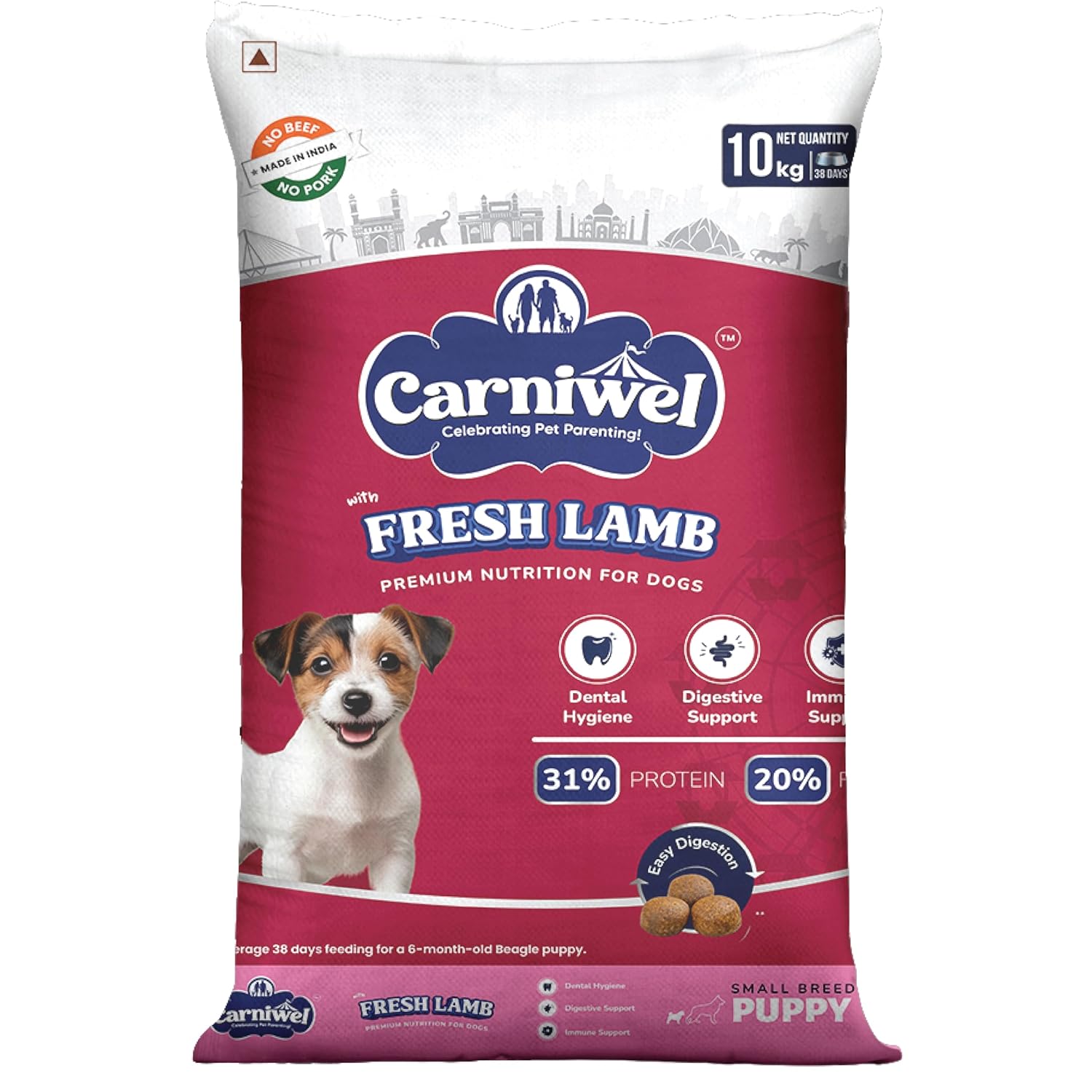 Carniwel Fresh Lamb Puppy Dry Dog Food 10 Kg Natural Ingredients For Healthy Muscle Bone Highly Palatable Boosts Skin Coat Health Premium Nutrition Tailored For Small Dogs