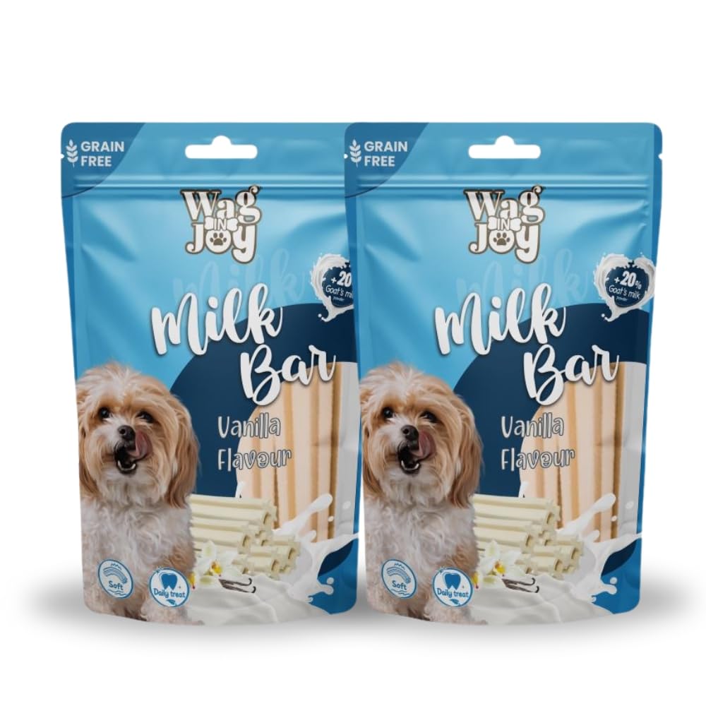 Goats Milk Bar Grain Free Vanilla Flavour Soft Daily Vegetarian Dog Treat For Healthy Teeth For Dogs 150g Large Pack Of 2