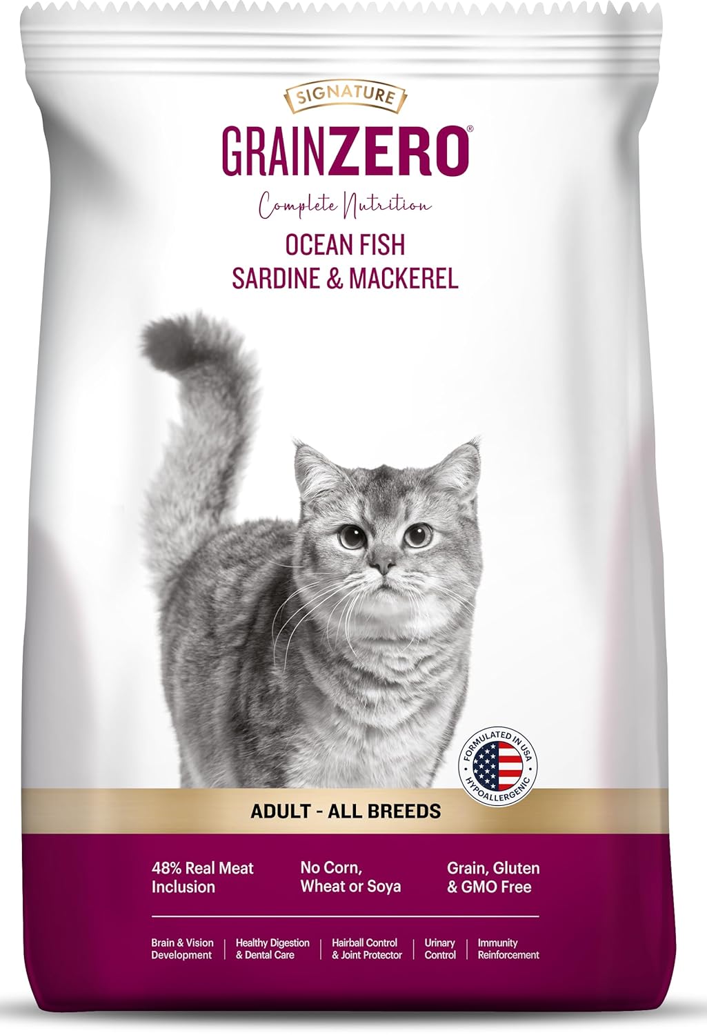 Grain Zero Adult Dry Cat Food 20kg Ocean Fish Sardine Mackerel 48 Fresh Fish Inclusion No Grain Formula Gluten Free Promotes Healthy Skin Coat All Breeds