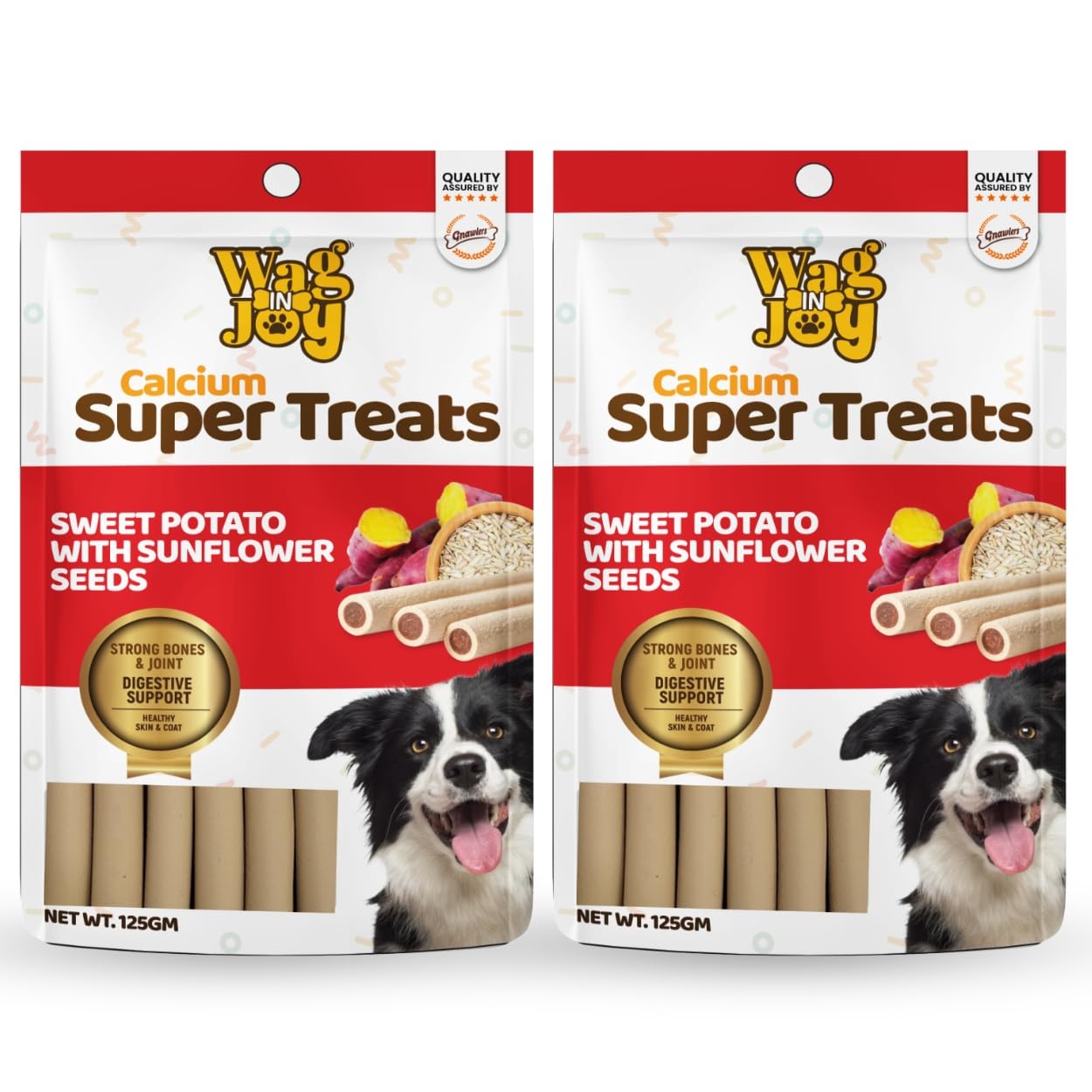 Calcium Super Treats Sweet Potato With Sunflower Seeds Sticks 125 Gms 100 Vegetarian Dog Treat Supports Digestive Health Strong Bones And Joint With Omega 3 Pack Of 2