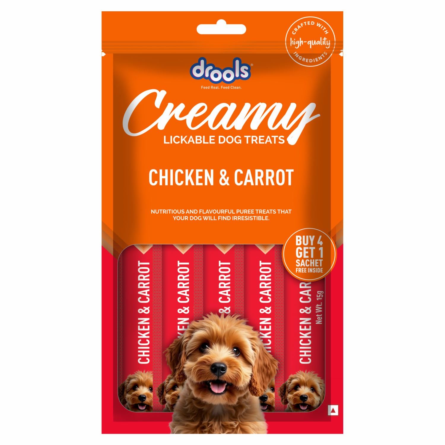 Drools All Life Stages Dog Treats Creamy 5 Sticks Tasty Nutritious Snack For All Breeds 15g X5 75g Chicken Carrot Flavour Ideal For Training Supports Hydration Boost Muscle Health