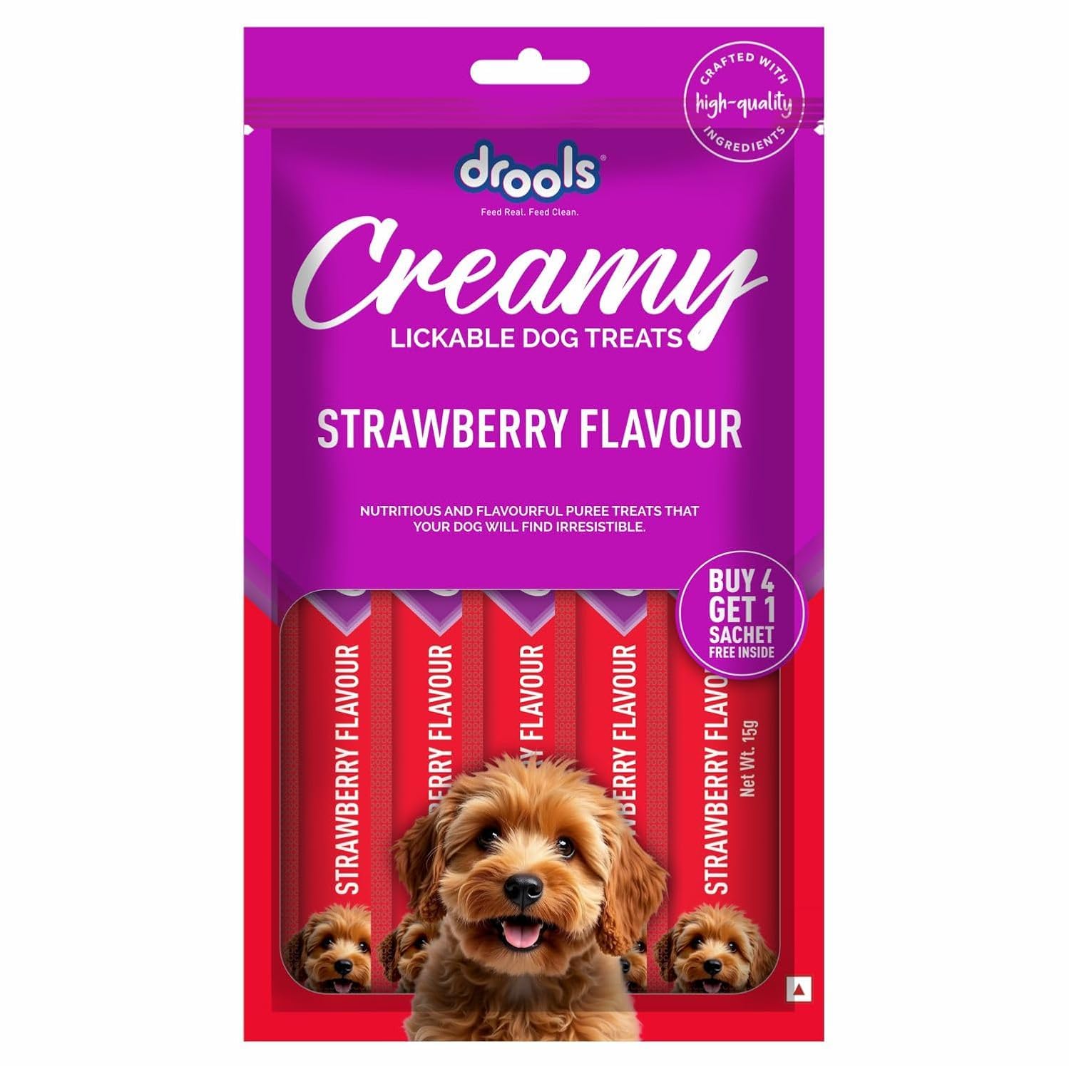 Drools All Life Stages Dog Treats Creamy 5 Sticks Tasty Nutritious Snack For All Breeds 15g X5 75g Strawberry Flavour Ideal For Training Supports Hydration Boost Muscle Health