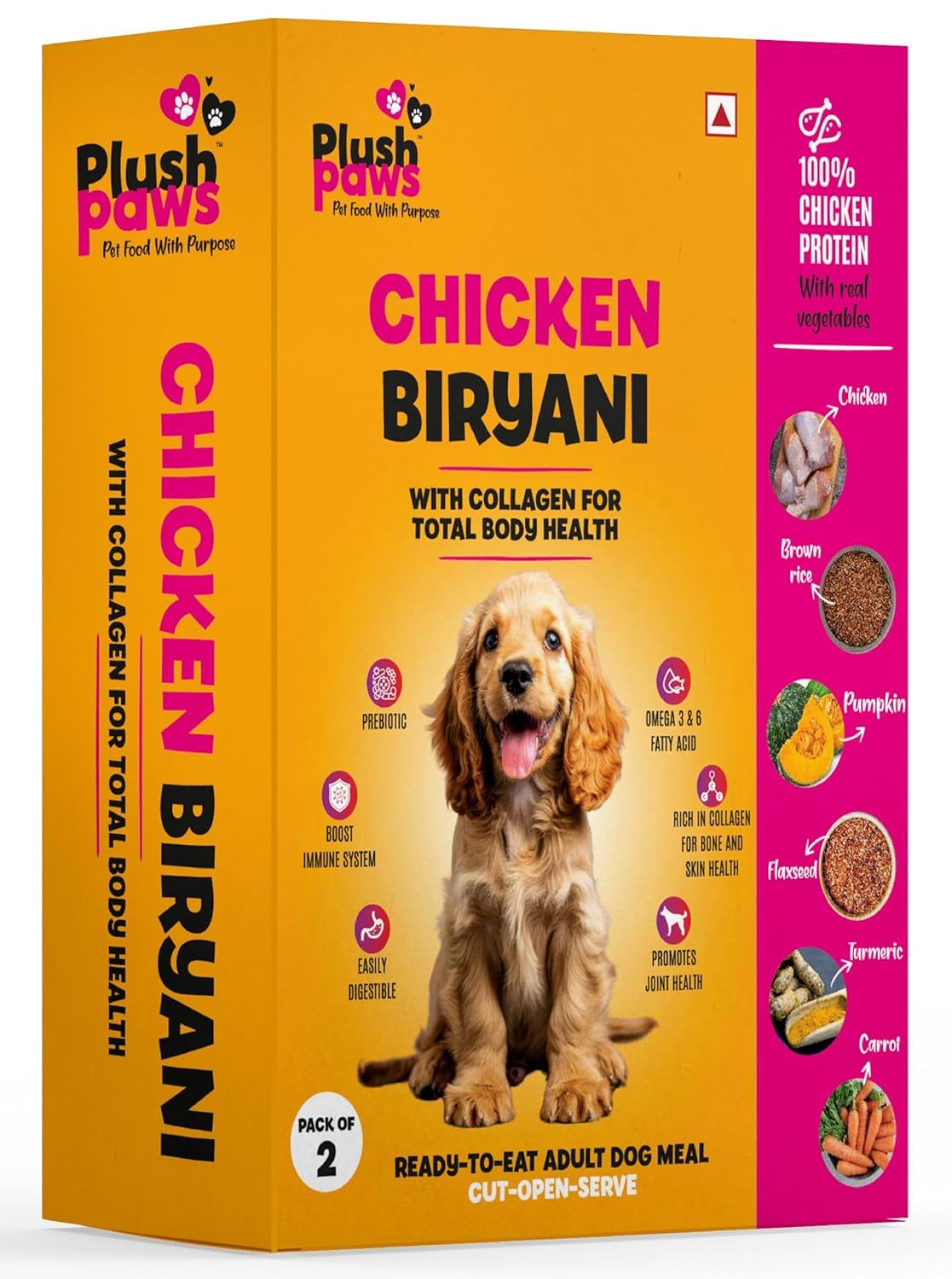 Plushpaws Chicken Biryani Wet Dog Food 300 Gm Human Grade Ingredients High Protein Natural Preservative Free Suitable For Puppies Adult Dogs Pack Of 3