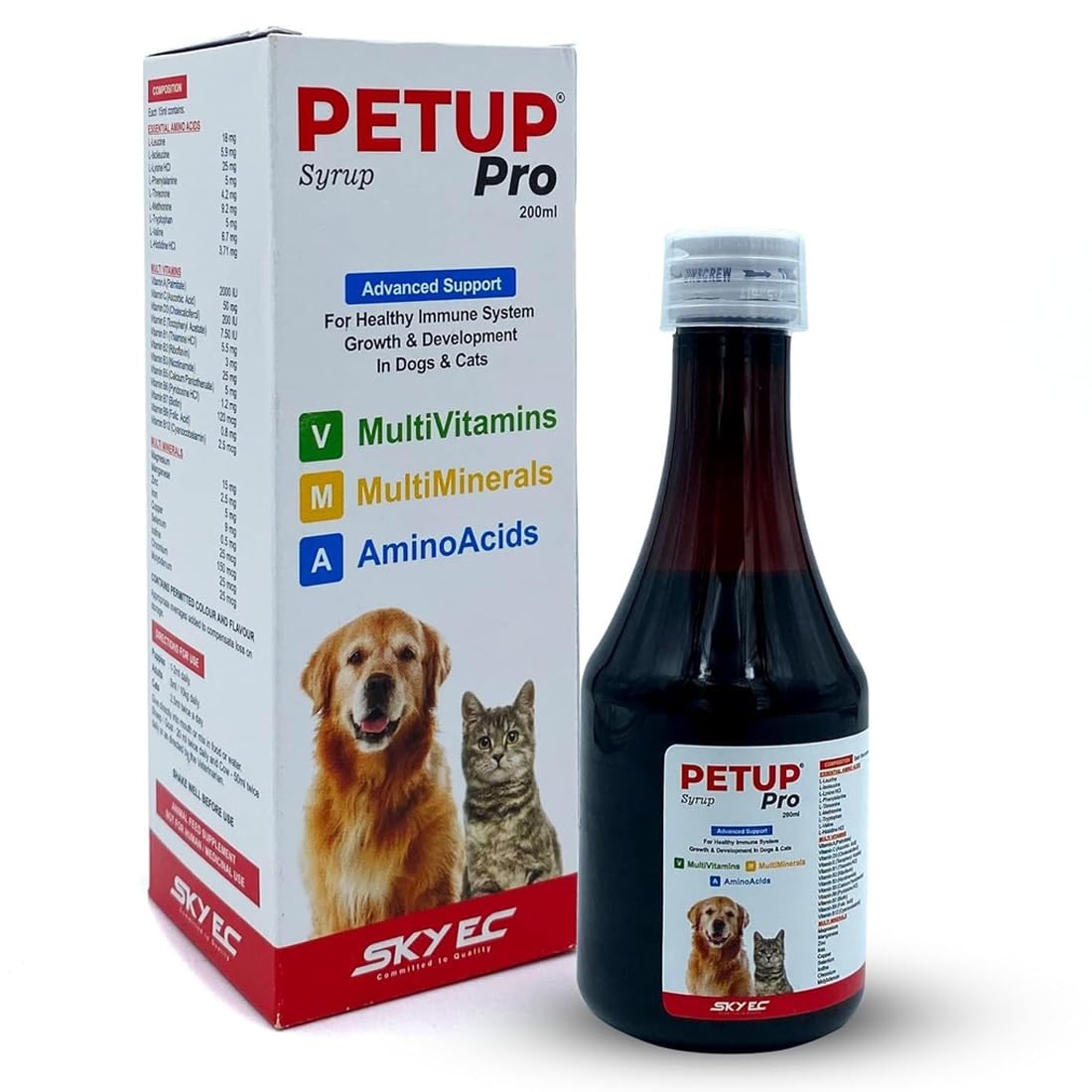 Pro Daily Syrup For Dogs Cats 200 Ml Multivitamin Mineral Tonic With Amino Acids Supports Immunity Growth Healthy Coat