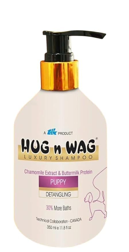 Hug N Wag Luxury Dog Shampoo Collagen Biotin Formula Detangling 350ml Puppy Buttermilk Proein 350ml