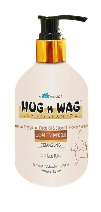 Hug N Wag Luxury Dog Shampoo Collagen Biotin Formula Detangling 350ml Coat Enhancer 350ml
