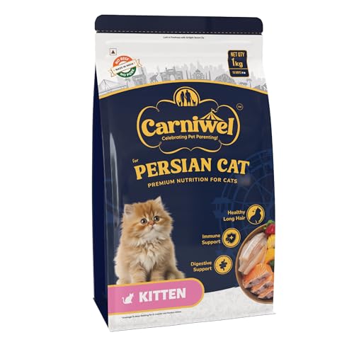 Carniwel Persian Kitten Dry Cat Food with Antarctic Krill | 3X Healthy Skin & Coat | Easy Digestion & Hairball Reduction, 1Kg