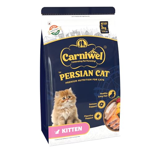 Carniwel Persian Kitten Dry Cat Food with Antarctic Krill | 3X Healthy Skin & Coat | Easy Digestion & Hairball Reduction, 3Kg