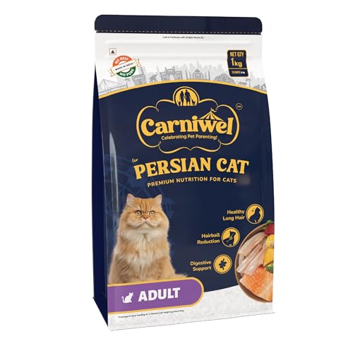 Carniwel Persian Adult Dry Cat Food with Antarctic Krill | 3X Healthy Skin & Coat | Easy Digestion & Hairball Reduction, 1Kg