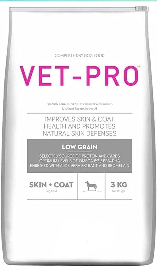 Vet Pro Low Grain Skin And Coat Dog Food 3kg With Omega 3 6 Epa Dha