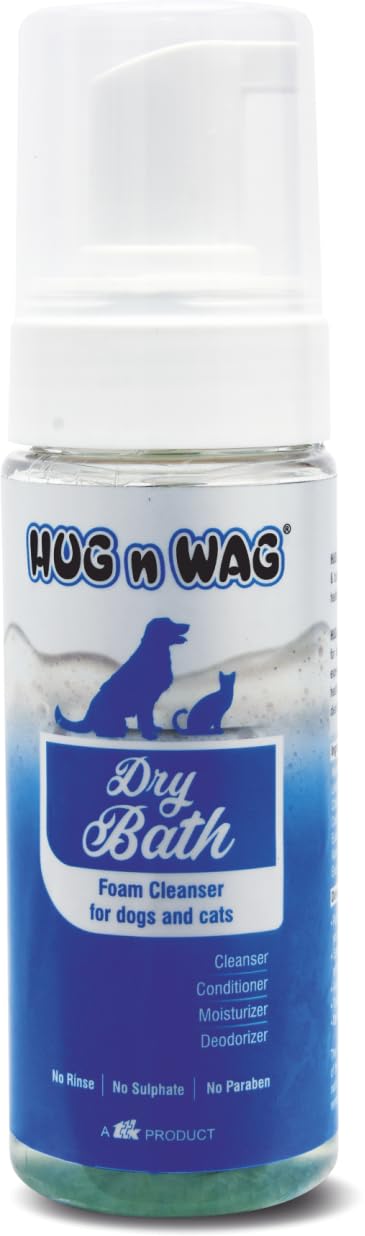 Dry Bath Foam Cleanser For Dogs Cats Waterless No Rinse Pet Shampoo With Neem Lemon Grass Cedarwood Oils Quick 5 Minute Freshness Sulphate Paraben Free 150 Ml Pack Of 1