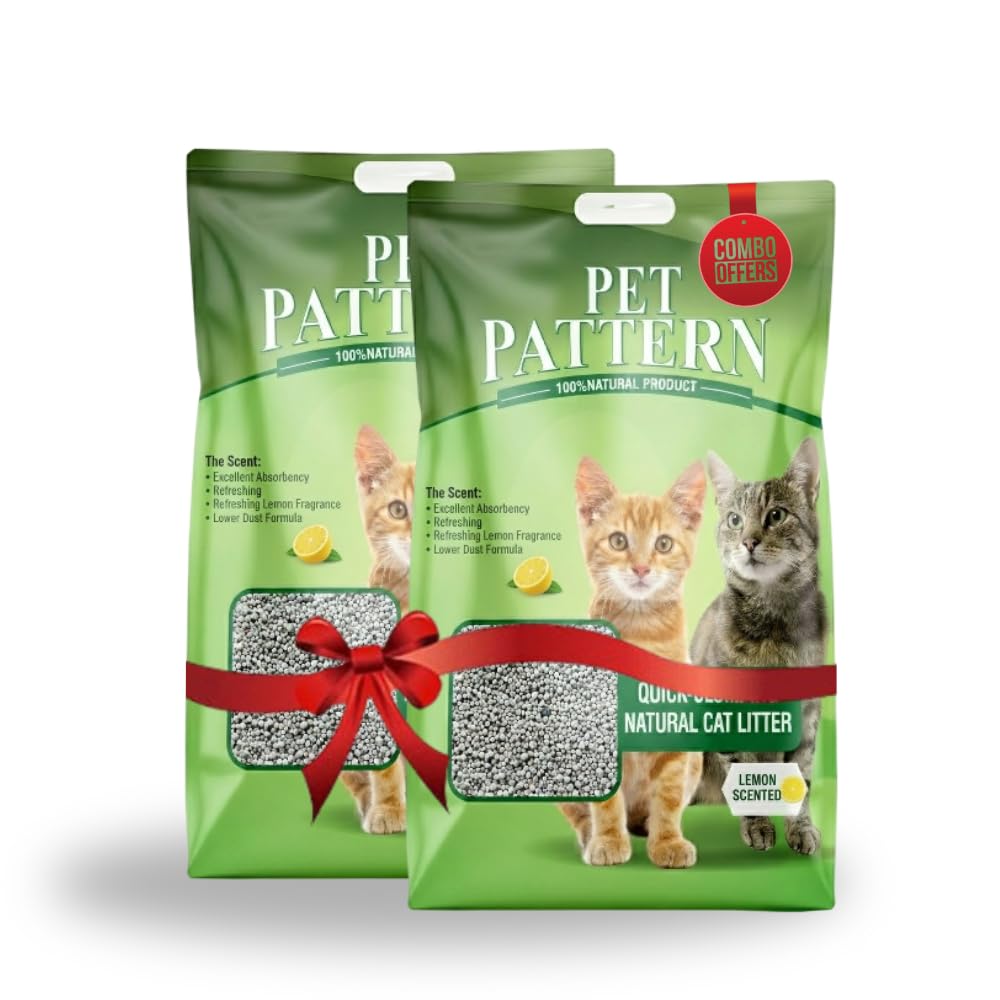 Pet Paterrn Natural Cat Best Litter Quick Clumping Non Scented Low Dust Formula Odour Free Home Exclusive 5kg Lemon Scented Pack Of 2