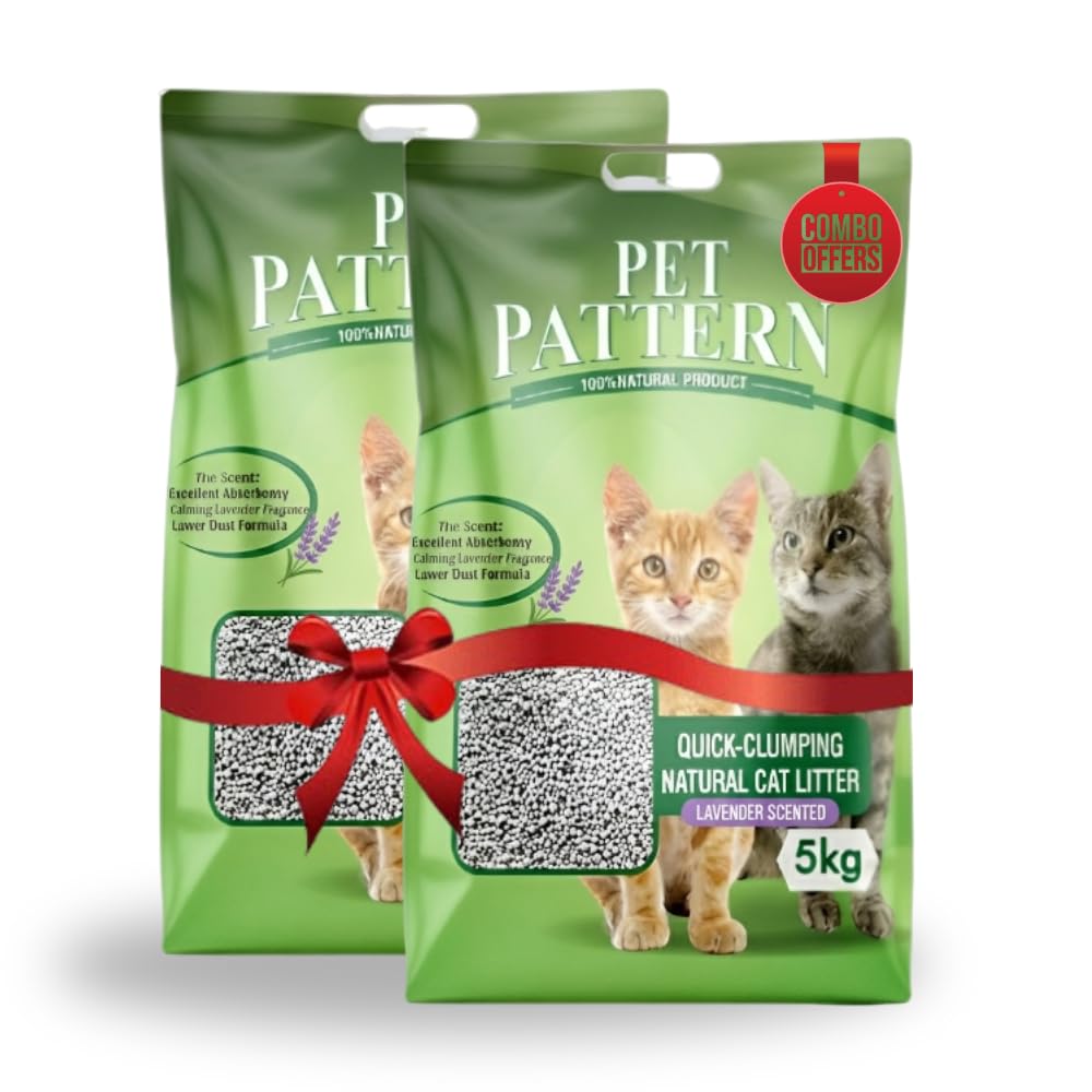 Pet Paterrn Natural Cat Best Litter Quick Clumping Non Scented Low Dust Formula Odour Free Home Exclusive 5kg Lavender Scented Pack Of 2