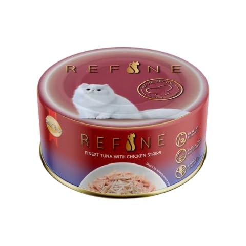 Refine Finest Tuna With Chicken Strips Wet Cat Food In Gravy 80 G Hydrating Food Made With Real Tuna Chicken Complete Balanced Nutrition For Adult Cats Pack Of 24