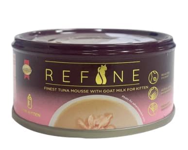 Refine Finest Tuna Mousse With Goat Milk Wet Cat Food In Gravy 80 G Hydrating Food Made With Real Tuna Mousse With Goat Milk Complete Balanced Nutrition For Kitten Pack Of 24