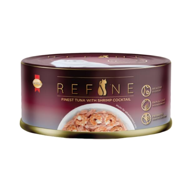 Refine Finest Tuna With Shrimp Cocktail Wet Cat Food In Gravy 80 G Hydrating Food Made With Real Tuna With Shrimp Cocktail Complete Balanced Nutrition For Adult Cats Pack Of 24