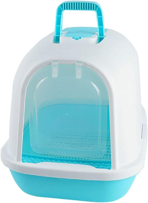 Cat Litter Box Fully Enclosed Splash Proof Cat Litter Box Scoop Blue