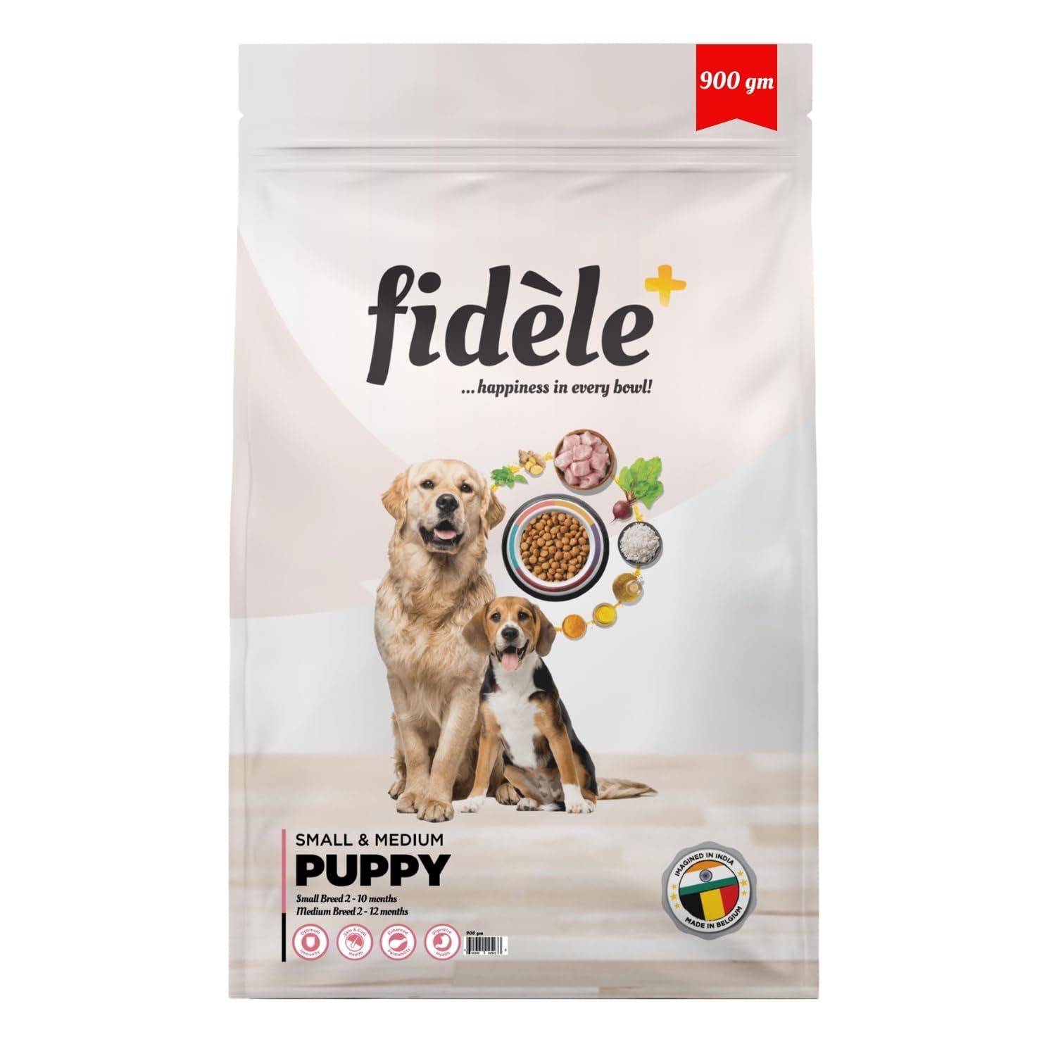 Fidele Small Medium Puppy Food 900g Nutrient Rich Growth Immunity Digestion Support Real Chicken Natural Herb Mix