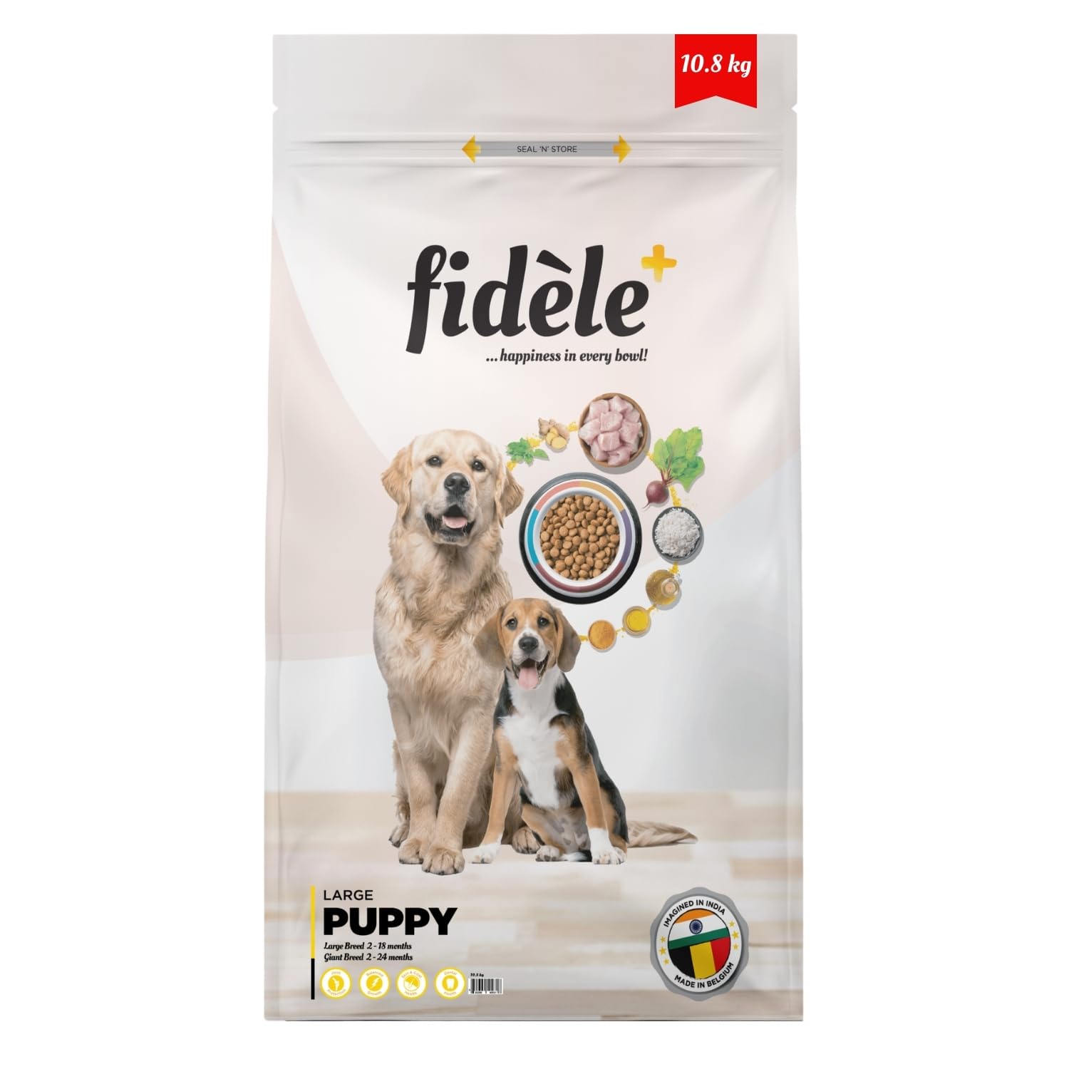 Fidele Large Breed Puppy Food 10 8kg High Protein For Growth Strong Bones Joints Controlled Growth Weight Management