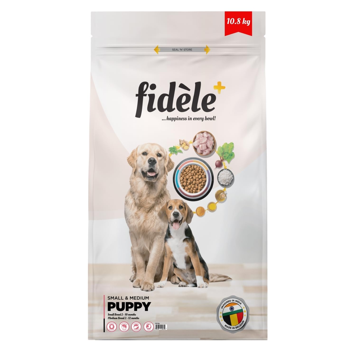 Fidele Small Medium Puppy Food 10 8kg Nutrient Rich Growth Immunity Digestion Support Real Chicken Natural Herb Mix