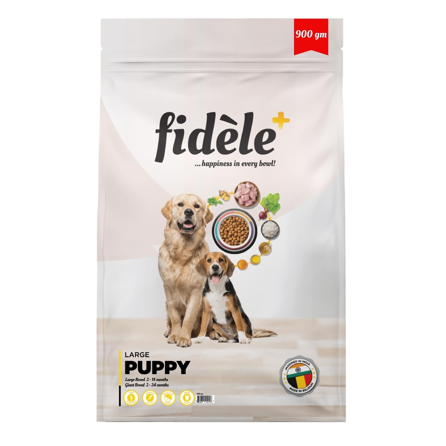 Fidele Large Breed Puppy Food 900g High Protein For Growth Strong Bones Joints Controlled Growth Weight Management