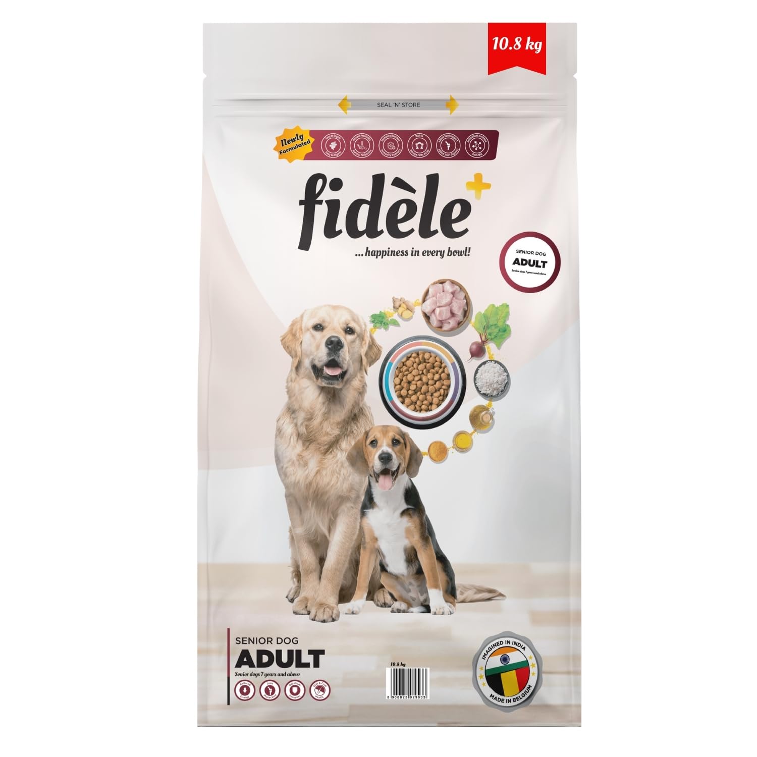 Fidele Senior Dog Food 10 8kg Real Chicken With Turmeric Coconut Oil Joint Support Easy Digestion Strong Immunity No Wheat Soy
