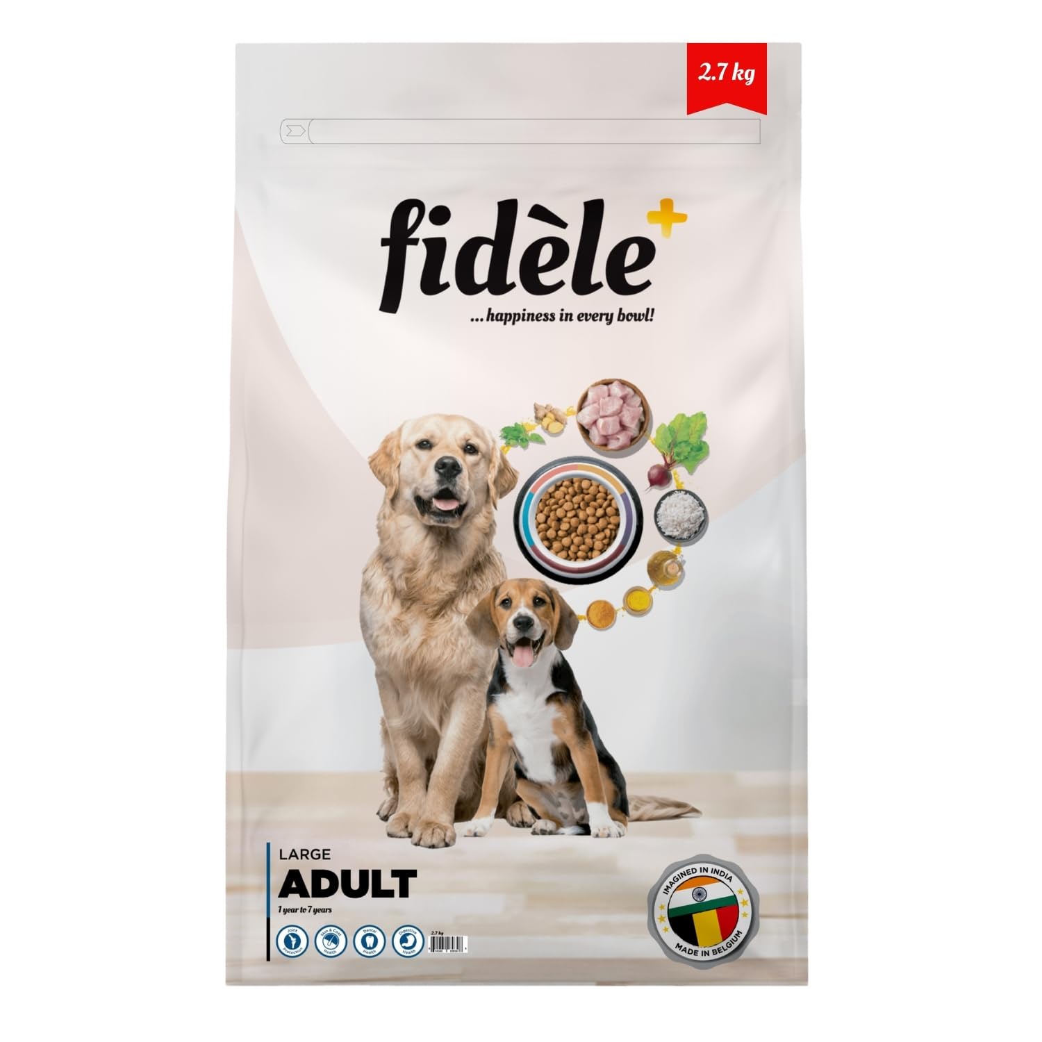 Fidele Adult Large Breed Dog Food 2 7kg Glucosamine For Joint Support Omega 3 6 High Protein Muscle Strength Coat Health