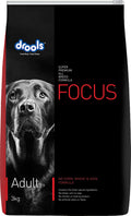 Drools Focus Super Premium Adult Dry Dog Food 3kg Chicken Flavour Healthy Digestive System Bone Joint Health Healthy Skin Coat Dental Health