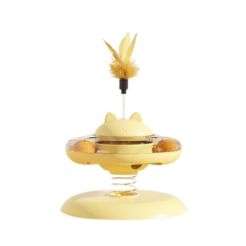 Pet Leaky Turntable 3 In 1 Cat Toy With Rocking Spring Layer Treat Dispenser Color May Vary